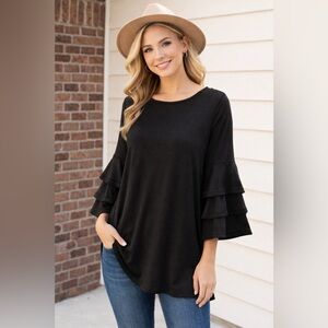Simply Southern Black Bell Sleeve Tunic XL